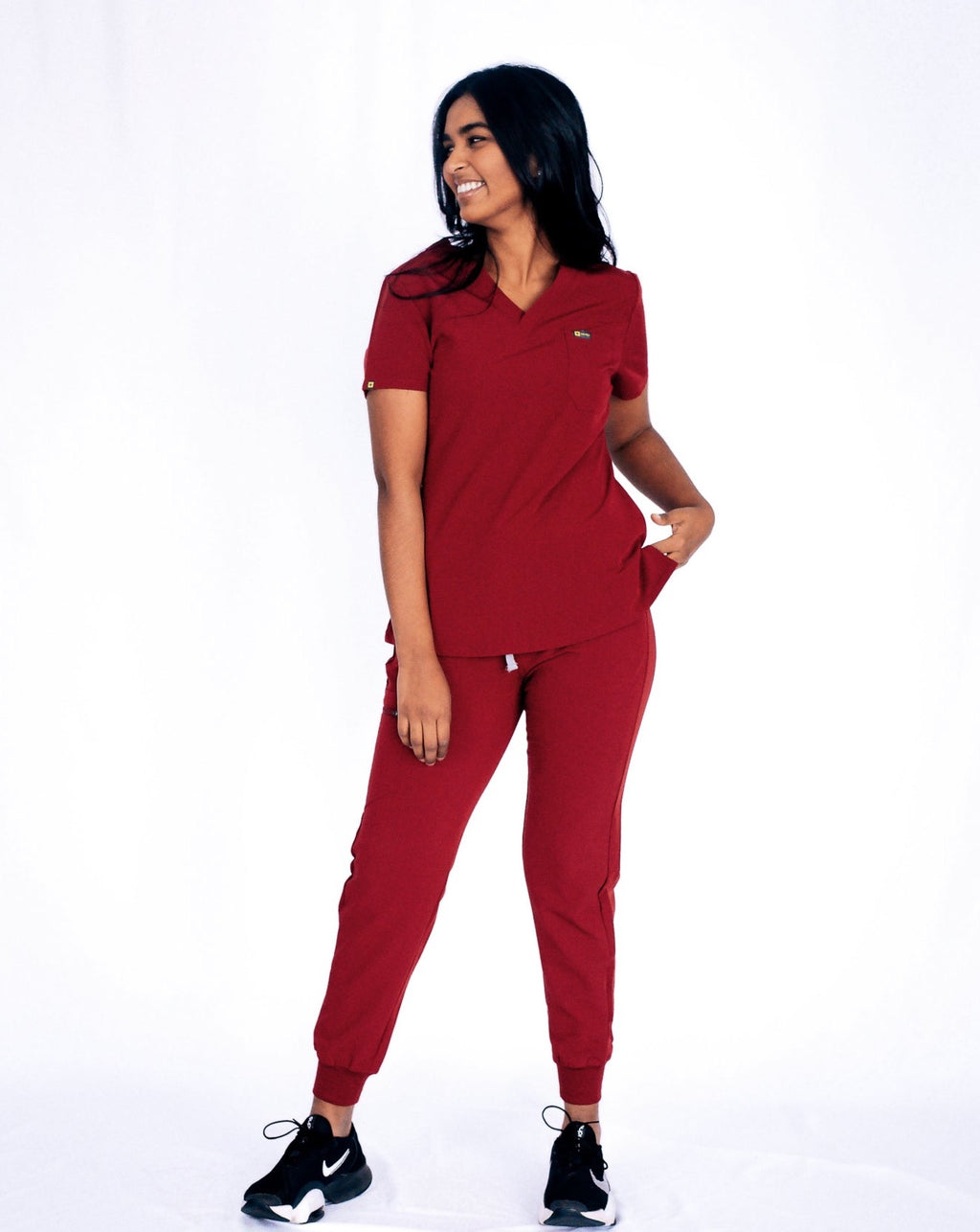 Crimson Burgundy Jogger Scrub Pants