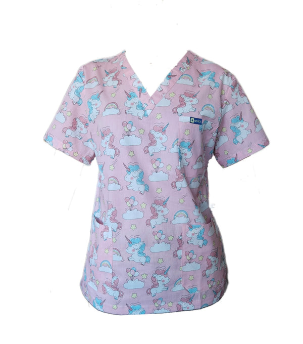 Fun Printed Nurse Scrubs Tops